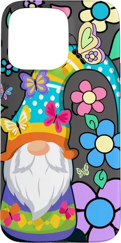 Vista 31 de Floral Daisy Flower Pattern with Butterflies Funny Gnome Case for iPhone 17