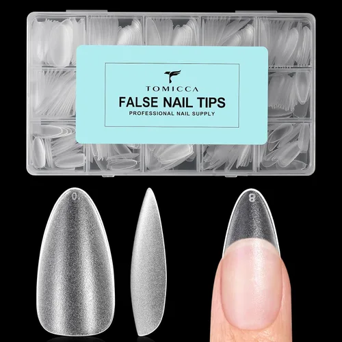 Vista 9 de TOMICCA Puntas de uñas extra cortas en forma de ataúd, 240 piezas de uñas postizas acrílicas de cobertura completa para manicura con extensión, 15