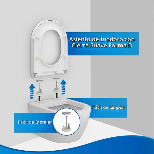 Vista 11 de Asiento de inodoro en forma de D/U, cierre suave y liberación rápida para facilitar la limpieza, diseño de bisagra estable para evitar que se mueva.