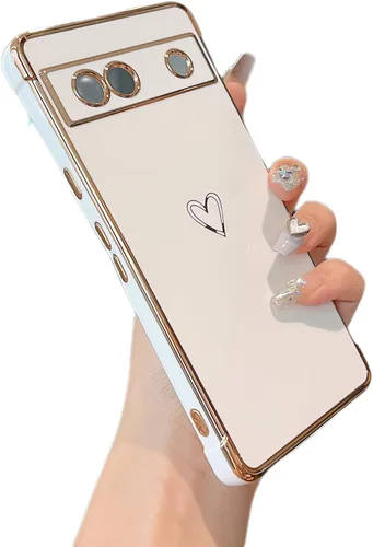Vista 40 de ZTOFERA Funda diseñada para Google Pixel 7a, bonito diseño de corazones de amor con borde chapado y protección de lente de cámara, para Google Pixel