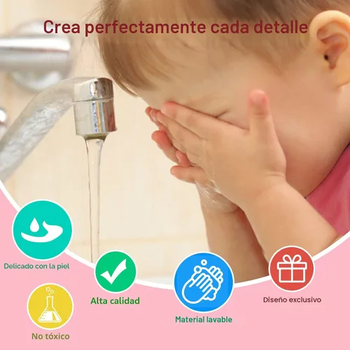 Vista 7 de Mebtmel Kit de maquillaje en forma de corazón para niños, real, no tóxico, lavable para niñas y niños