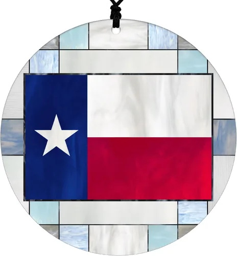 Vista 20 de Adorno navideño de Alabama – Efecto de diseño de vitrales de imitación con bandera estatal – Decoración de disco acrílico colgante 2026 para árbol