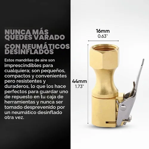 Vista 6 de Portabrocas de Aire, Portabrocas de Aire para Neumáticos de Flujo Cerrado de Servicio Pesado con Bloqueo, Con Conexión Rápida, Latón Macizo, Rosca