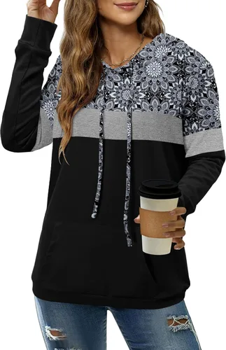 Vista 2 de Angerella - Suéteres con capucha para mujer diseño con estampado de camuflaje y leopardo con cordón ajustable y bolsillo