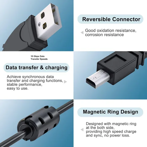 Vista 2 de Cable de carga USB de repuesto para cámara Nikon UC-E6, UC-E16, UC-E17, UC-E23, cable de carga de transferencia para Nikon SLR D3300 D750 D5300