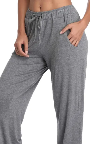 Vista 13 de Pantalones largos de modal, cómodos, con cordón ajustable, sueltos, de pierna recta, para yoga, correr, hacer deporte, con bolsillos