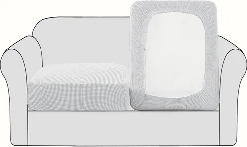 Vista 29 de Fundas para sofá seccional, 1 funda para diván en forma de L, funda separada para sofá seccional izquierdo y derecho (1 diván, gris claro)