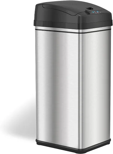 Vista 4 de iTouchless PUEDE DE BASURA AUTOMÁTICO DE 13 GALONES CON FILTRO DE ABSORTE DE OLOR Y BLOQUEO DE LA TAPA, PINDADOR DE BASURA DE COCINA DE SENSOR negro