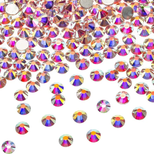 Vista 8 de SS20 AB Crystal Diamond Rhinestones Flat Back Round Rhinestones Cristales iridiscentes Redondas Perlas de Cristal Plano Trasero (2000 piezas)