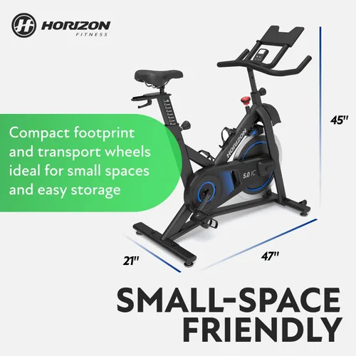 Vista 7 de Horizon Fitness 5.0 IC - Bicicleta de ciclismo para interiores, fitness y cardio, bicicleta de ciclismo de resistencia magnética con Bluetooth