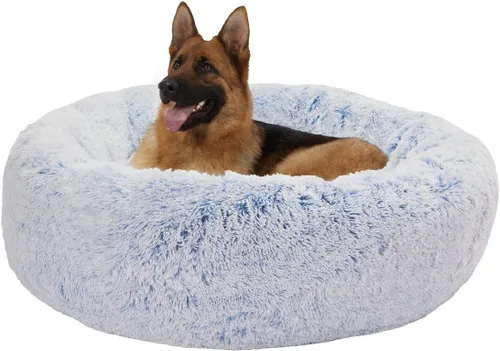 Vista 14 de Bedfolks Cama calmante en forma de dona, camas redondas y esponjosas de 23 pulgadas para perros pequeños, lavable a máquina, antiansiedad, cama
