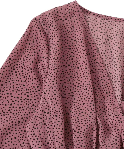 Vista 3 de LYANER Blusa corta de manga larga con cuello en V y volantes para mujer