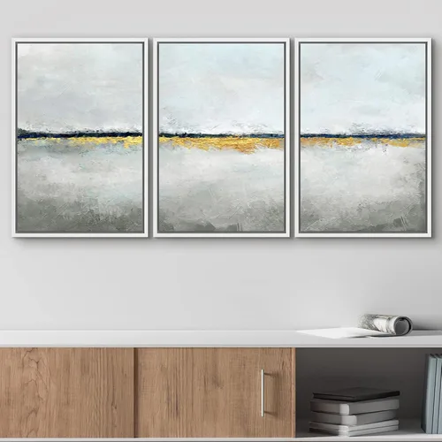 Vista 57 de wall26 Lienzo enmarcado para pared, juego de arte de acuarela pastel, paisaje rural, ilustraciones con formas abstractas, arte moderno, decorativo
