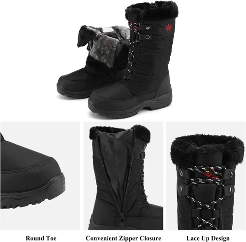 Vista 2 de DREAM PAIRS Botas de nieve de invierno con forro de piel sintética para mujer