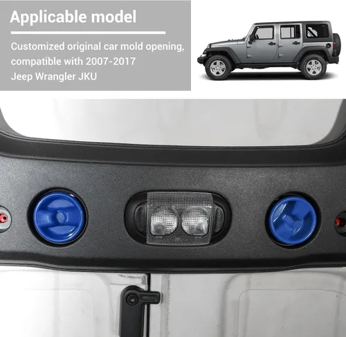 Vista 5 de Cubierta de tornillo de montaje en panel duro de techo rígido, accesorios interiores compatibles con Jeep Wrangler JK JKU 2007-2017, azul, 2