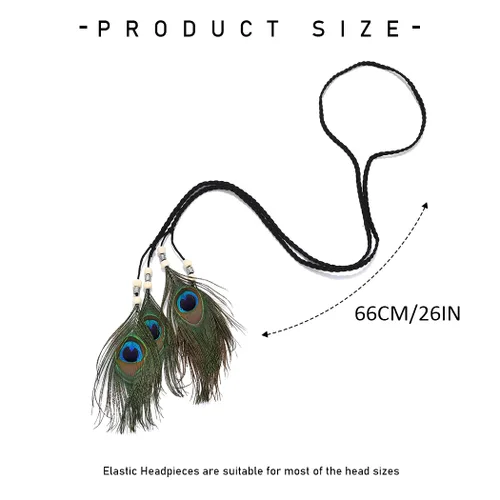 Vista 3 de Gortin Diademas de plumas bohemias de plumas indias marrones tocado hippie diadema bohemia para festivales fiesta accesorio para el cabello