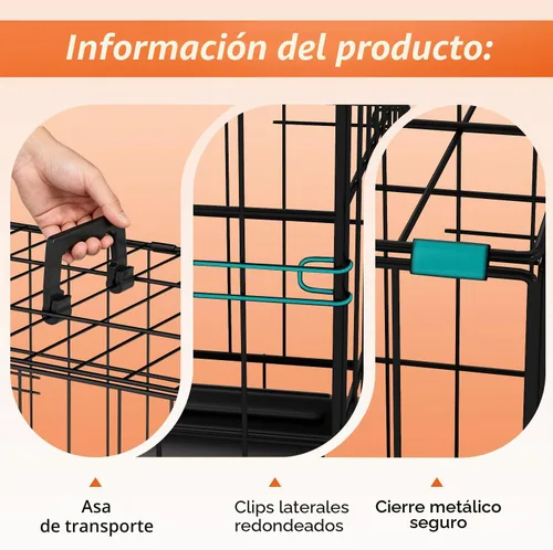 Vista 6 de FDW Jaula de metal plegable para perros de 18 pulgadas Negro Jaula