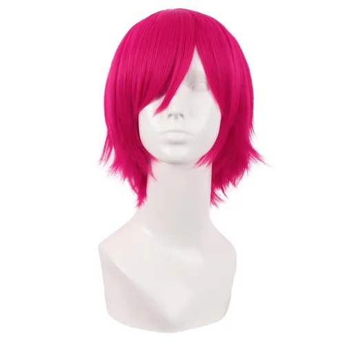 Vista 20 de MapofBeauty 12 pulgadas/30 cm Hombres corto recto Cosplay traje peluca, negro