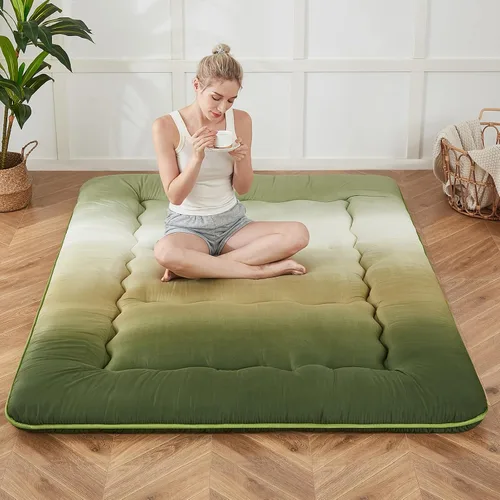 Vista 9 de Zelladorra Colchón japonés de suelo, colchón futón con bolsa de almacenamiento portátil y funda lavable, tapete de tatami grueso enrollable adecuado