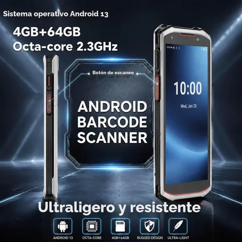 Vista 3 de Bix Escáner de código de barras Android 4+64GB incorporado 1D/2D/QR Escáner de código de barras 4G Inalámbrico Computadora móvil PDA Inventario