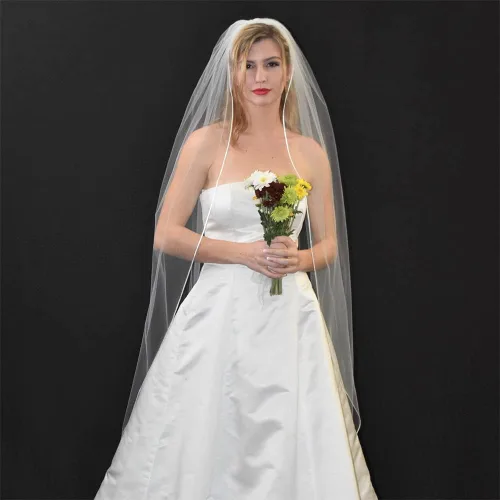 Vista 6 de azaleas Velo de novia con peine de 1 nivel simple de tul suave para novia