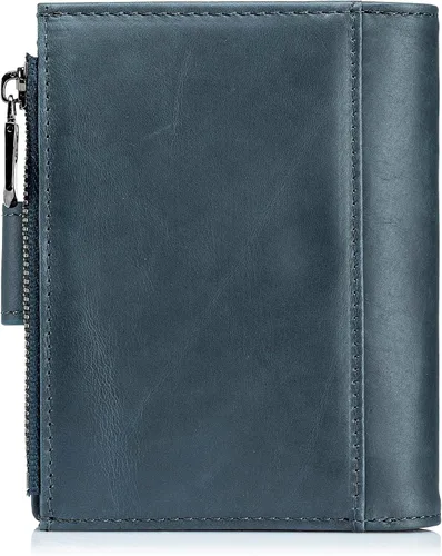 Vista 75 de LUKZIJAES Billetera de cuero genuino para hombre, con bloqueo RFID, delgada, plegable, bolsillo frontal, #3-Café, Vintage