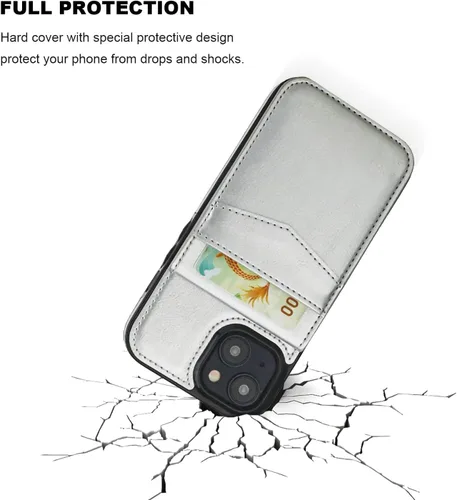 Vista 18 de KIHUWEY - Funda tipo cartera compatible con iPhone 15 con soporte para tarjetas de crédito, cierre magnético, soporte de cuero premium, cubierta