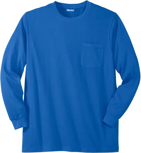 Vista 8 de KingSize Shrink-Less - Camiseta ligera de manga larga con bolsillo y cuello Negro
