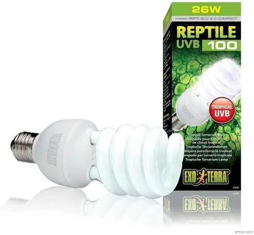 Vista 2 de Exo Terra Repti-Glo 5.0 - Lámpara de terrario de reptiles tropicales fluorescentes, compacta, 26 vatios