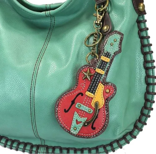 Vista 2 de Chala Bolsos de mano, estilo casual, suave, grande hombro o bolso cruzado con llavero, color verde azulado, Búho