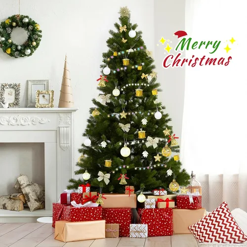 Vista 6 de TranquilBliss Adornos de Navidad, 38 unidades, bolas de plástico doradas inastillables para árbol