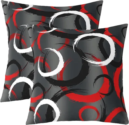 Vista 9 de Feelyou Juego de 2 fundas de cojín geométricas decorativas para sofá, cama, fundas de cojín decorativas con círculos geométricos, rellenos