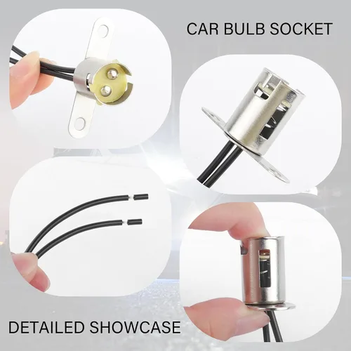 Vista 5 de IHOTDER BA15D - 2 enchufes para bombilla de automóvil, adaptador de enchufe de bombilla de coche con 2 conectores de cable, soporte multiusos