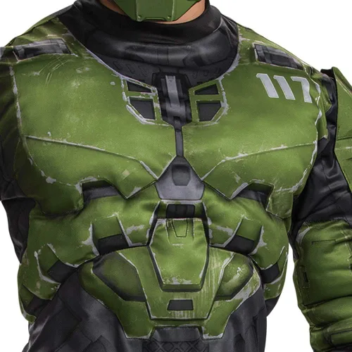 Vista 5 de Disfraz de Halo Master Chief, disfraz oficial de Halo Infinite para adultos, overol muscular y casco