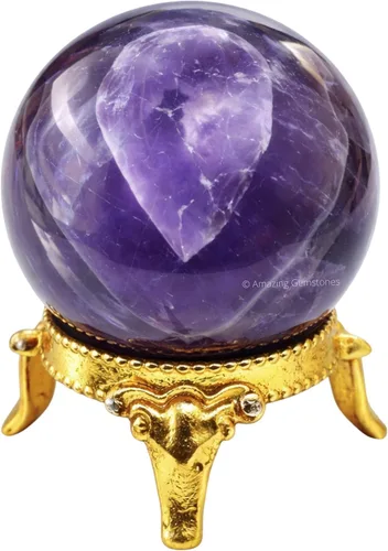 Vista 69 de Amazing Gemstone Bola de cristal de Amazonita con soporte, bolas de meditación de esfera de cristal de 2 pulgadas para brujería y bolas decorativas