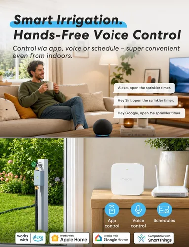 Vista 2 de meross WiFi Water Timer for Garden Hose, Brass Inlet & Outet, Rain Skip