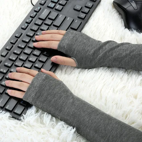 Vista 35 de Allegra K Calentadores de brazo sin dedos unisex de moda clásica