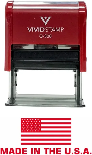 Vista 9 de Sello de goma autoentintado fabricado en los Estados Unidos (bandera) (tinta negra), mediano Negro