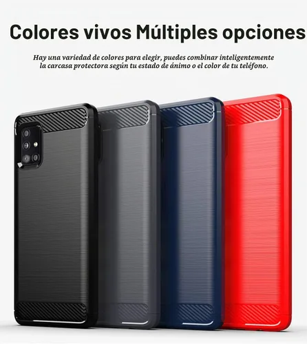 Vista 6 de Funda para Samsung A51 5G con protector de pantalla HD - M MAIKEZI Slim TPU antideslizante (cepillado negro)