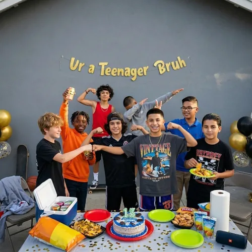 Vista 5 de Sterling James Co. Cartel de Ur a Teenager Bruh con purpurina dorada preencordada – Divertidas decoraciones de cumpleaños de 13 años