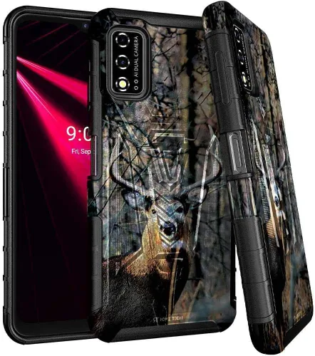 Vista 24 de Rome Tech Funda con clip para cinturón para Cricket Icon 3 de 6.5 pulgadas (2021) - Funda de teléfono celular de doble capa a prueba de golpes