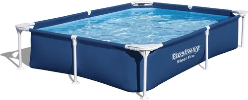 Vista 9 de Bestway Steel Pro - Piscina rectangular de 87 pulgadas x 59 pulgadas x 17 pulgadas con marco de metal sobre el suelo, para exteriores, color azul