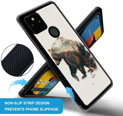 Vista 2 de Funda compatible con Google Pixel 5A 5G, diseño de oso de bosque de otoño, diseño increíble a prueba de golpes, antiarañazos, carcasa trasera