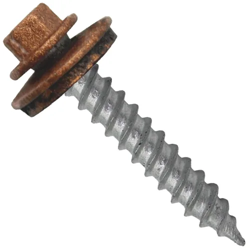 Vista 169 de 12 tornillos para techos de metal gris ABC de 1-1/2 pulgadas, cabezal de arandela hexagonal, arranque automático/roscado, arandela EPDM. 1 bolsa