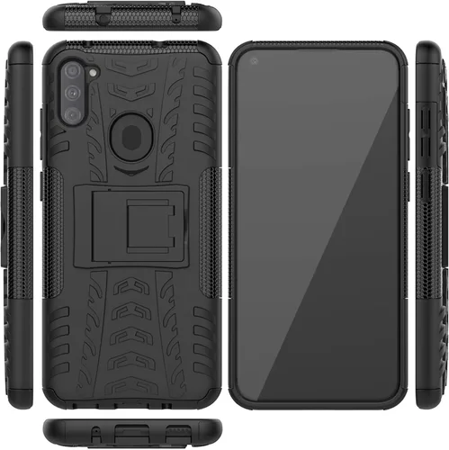Vista 7 de Funda para teléfono Samsung Galaxy A11 con protector de pantalla de vidrio templado y soporte, resistente, accesorios de protección híbrida rígida