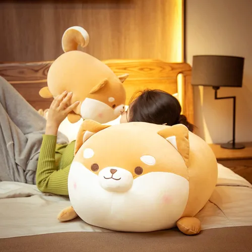 Vista 4 de Lindos y suaves animales de peluche para perros Shiba Inu, juguetes de peluche para perros Shiba Inu, almohada de peluche para perros Shiba Inu