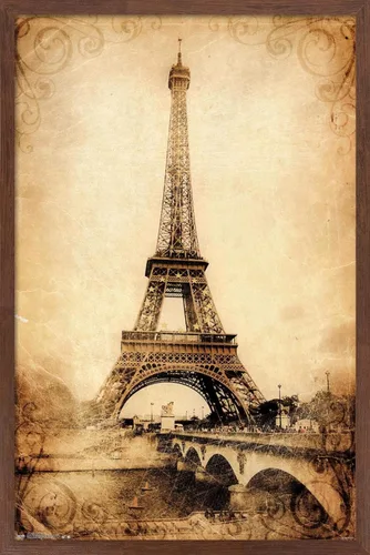 Vista 16 de Trends International The Eiffel Tower - Póster de pared rústico, 14.725 x 22.375 pulgadas, versión enmarcada de madera de granero