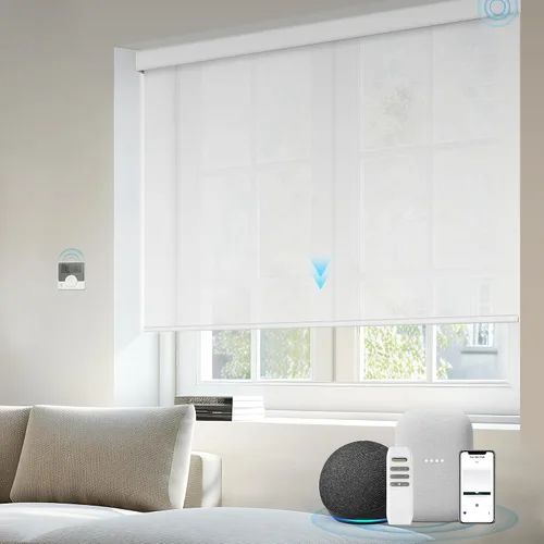 Vista 12 de Motorized Light Filtering Shades Compatible with Alexa Google Smart Blinds Automatic Window Shade Remote Control 70% Blackout Sunny Black