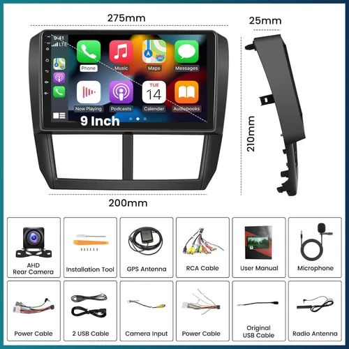 Vista 8 de [4G+64G, 8 núcleos] Qualcomm Radio de coche Android estéreo para Subaru Forester Impreza WRX 2008-2012 CarPlay Android Auto, pantalla táctil de 9