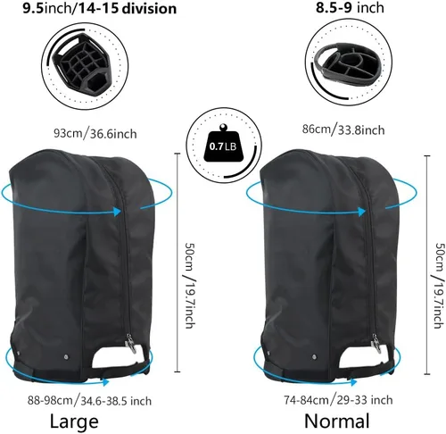 Vista 4 de Funda para bolsa de golf, cubierta de lluvia de nailon, impermeable, se adapta a la mayoría de bolsas de carrito de golf, fácil de usar, plegable